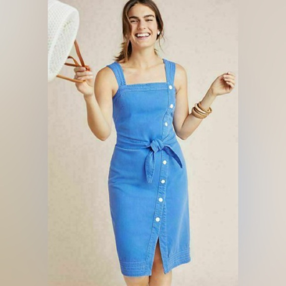ANTHROPOLOGIE / MAEVE Elizabeth Button-Front Dress - Blue - Sz 0